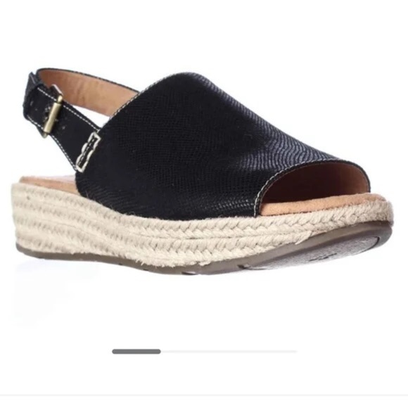 Womens NATURALIZER N5 COMFORT BLACK PEEP TOE ESPADRILLES SIZE 8 NEW NO BOX - Picture 1 of 9